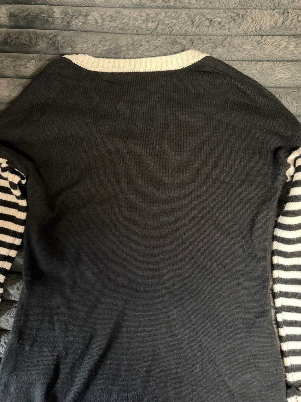 Black & White Skeletal Graphic Crewneck Sweater with Orange Accent